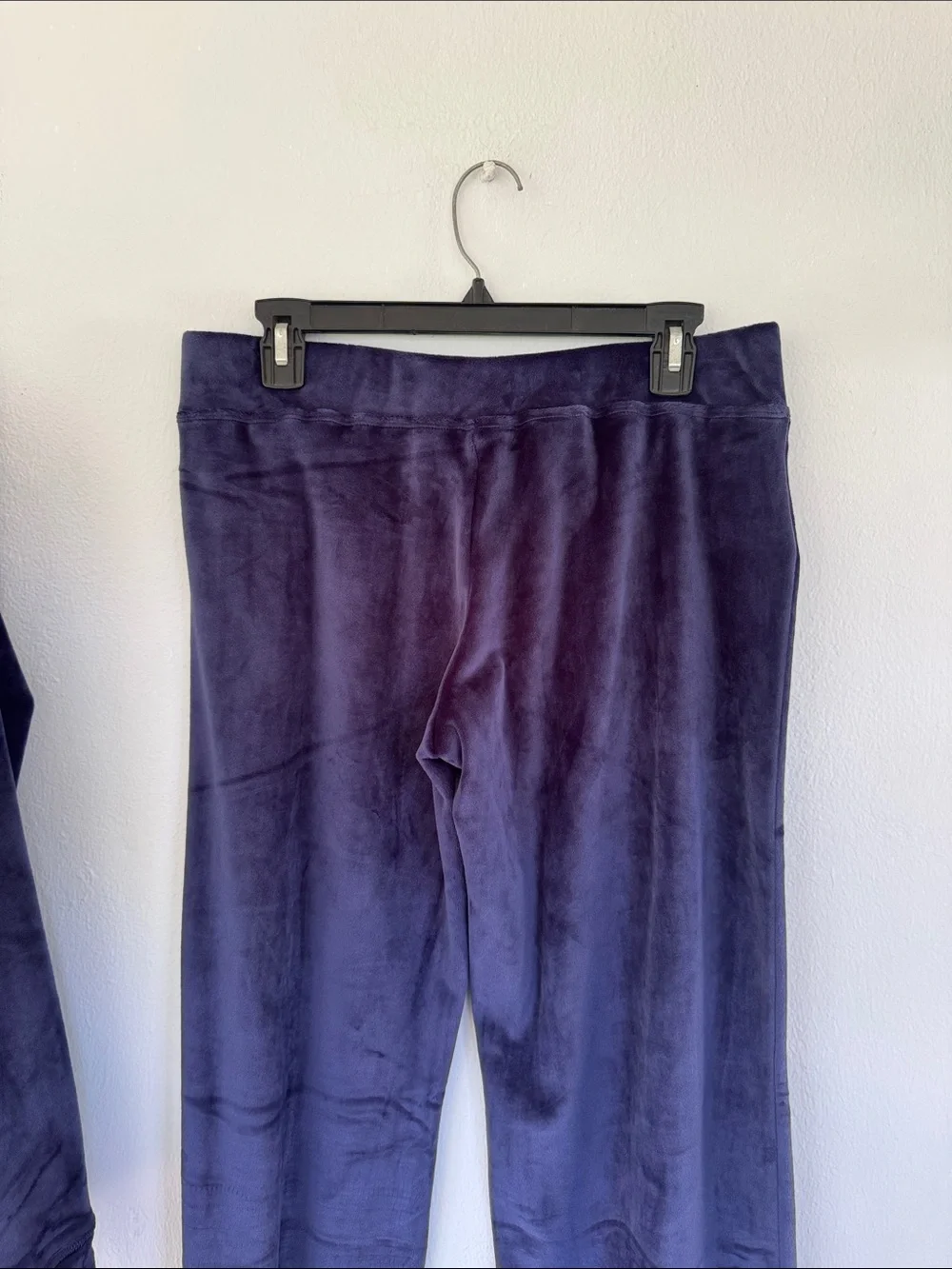 Pajamagram navy blue velour matching wide leg pants hoodie lounge set medium